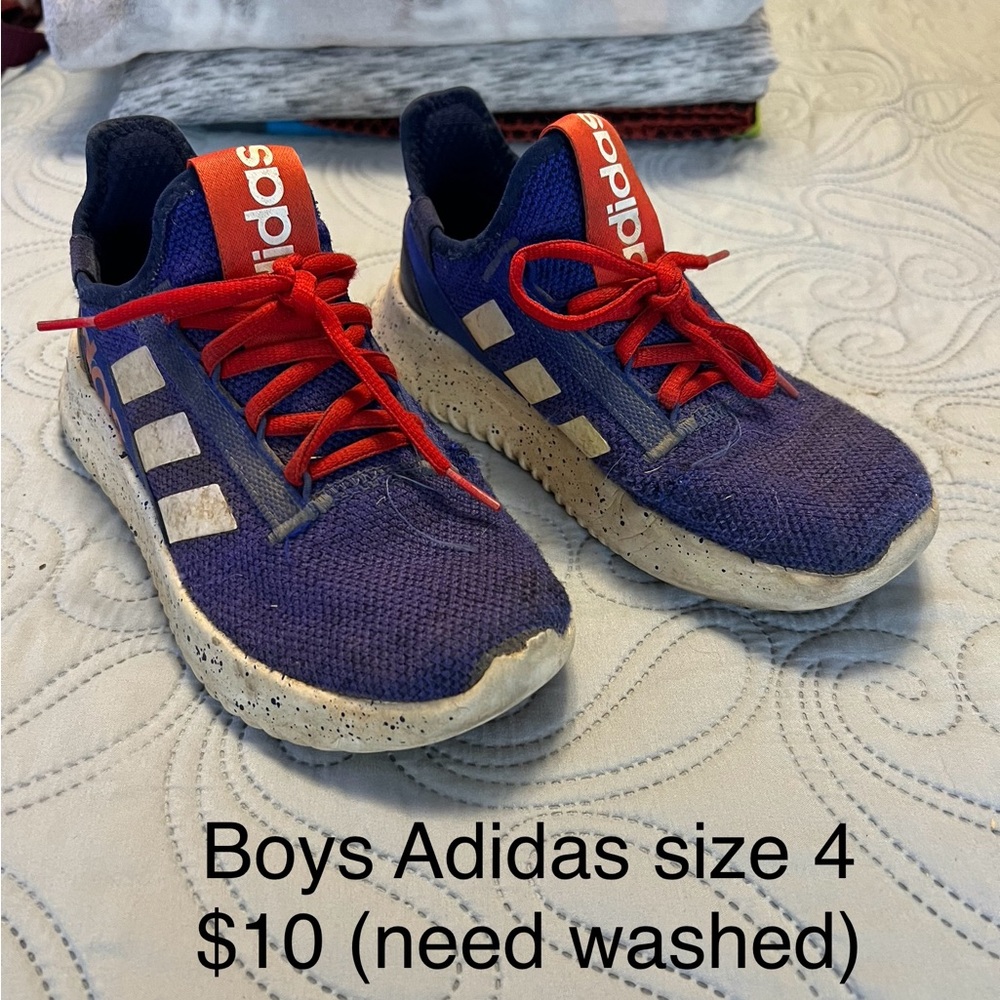 Adidas Kids Navy Sneakers with Red Laces